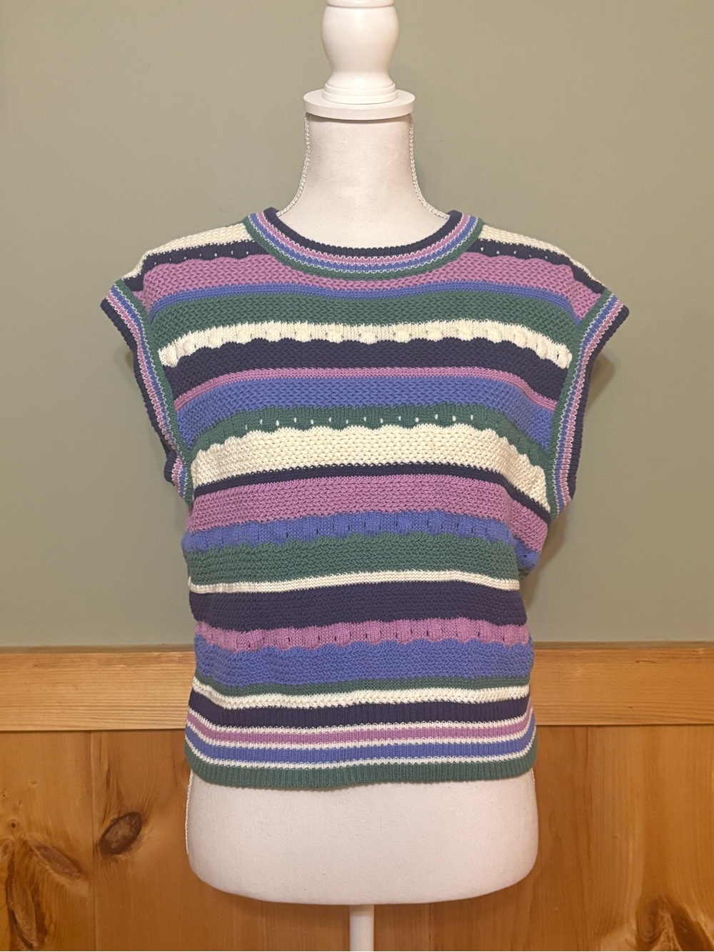 Marine Layer Rory Crochet Vest Cool Stripe Sleeveless Top Knitwear Size XS